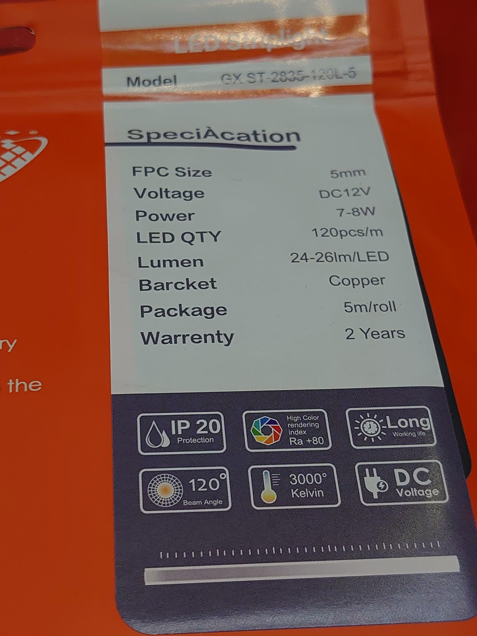 Ruban LED 5M 12V 18W lumière Blanc Chaud 3000K – Image 4